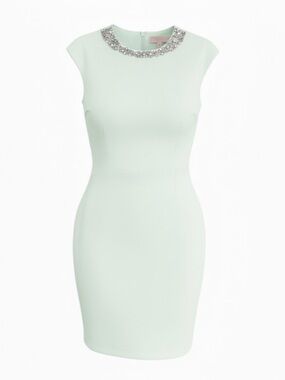 BNWT Ted Baker Betiana Bodycon dress size 1 Embellished jeweled neck Mint green